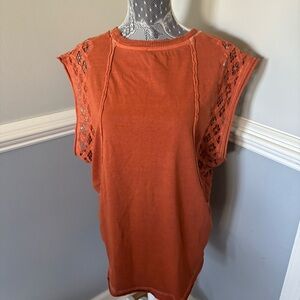Women’s Free People Oversized Lace Inset Sleeveless Tank Top Size M (oversized)